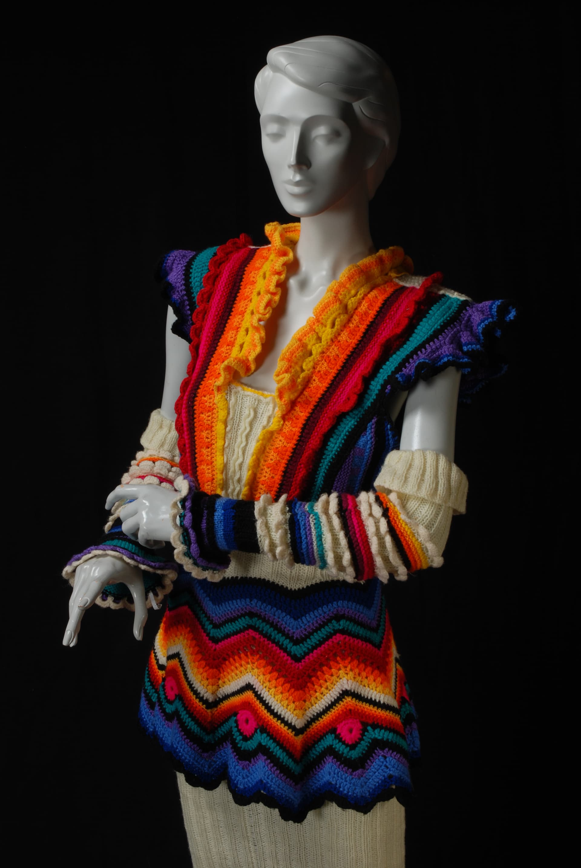 Vintage 1970s Leather Knit Sweater